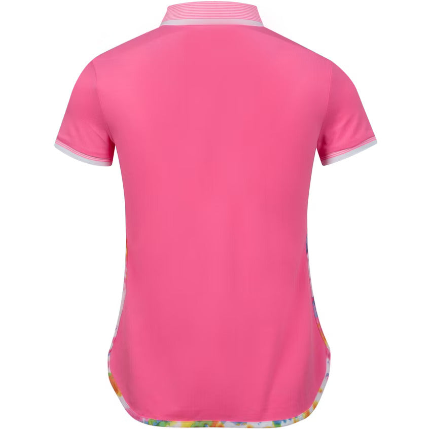 RLX-Women's Short Sleeve Performance Pique Shirt Tail Polo - Neon Pink / Sandy Lane Tie Dye