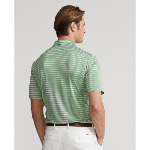 Yarn-Dye Featherweight Airflow Jersey Polo - Outback Green / Pure White